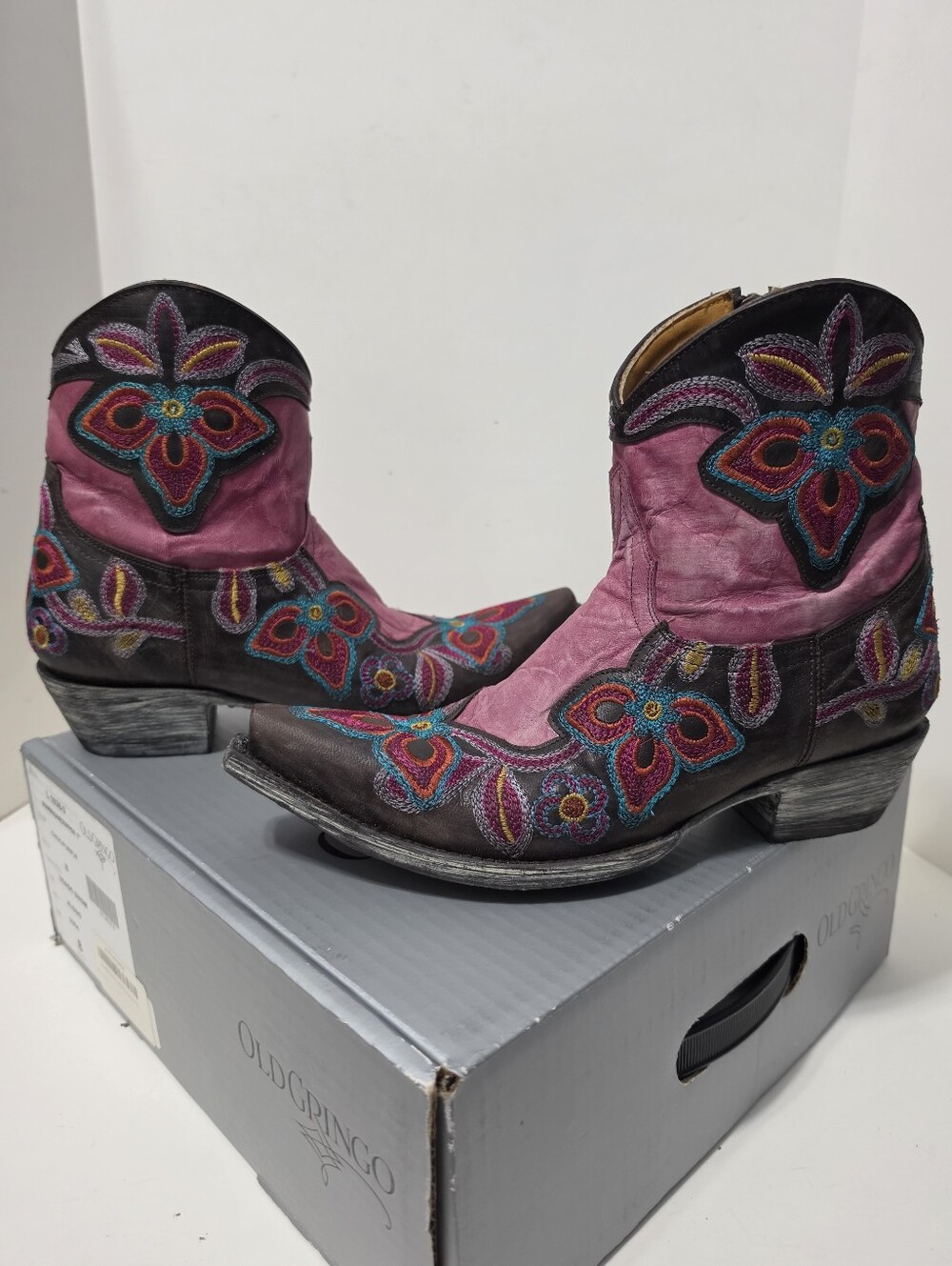 Old Gringo Marrione Zipper 7"  Western Ankle Booties (Style L1036-3) Sz 8 B